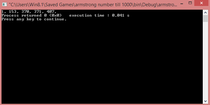 Armstrong Number between 1 to 1000