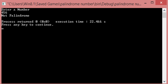 Palindrome number in C