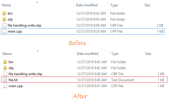C++ Program to write in File