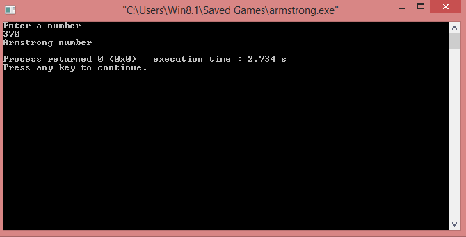 C Program for Armstrong number