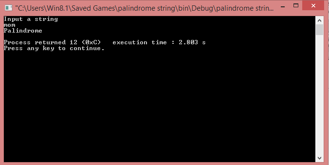 Check whether string is palindrome o