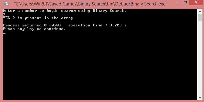 Binary Search Program with Output