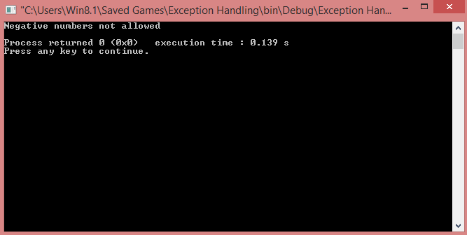 Exception handling in C++