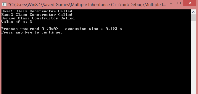 Multiple Inheritance example in C++