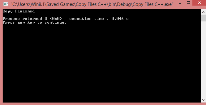 output of copy file program