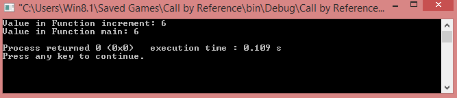 Call by Reference C++ Program Output