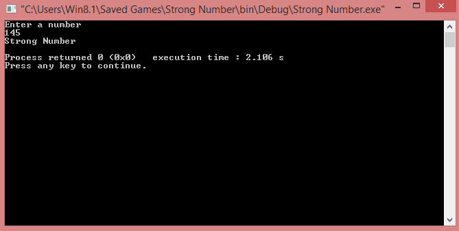 Strong number program in C