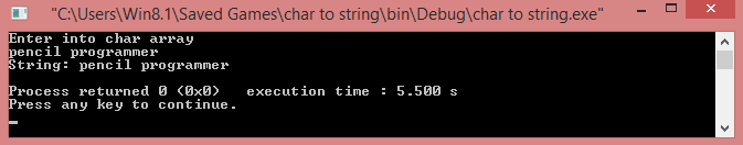 char array to string in C++ output