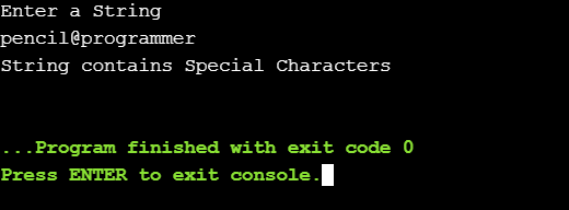 Java output for special character check
