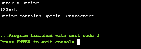 java output 2 for special character check