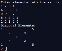 Diagonal element of the matrix